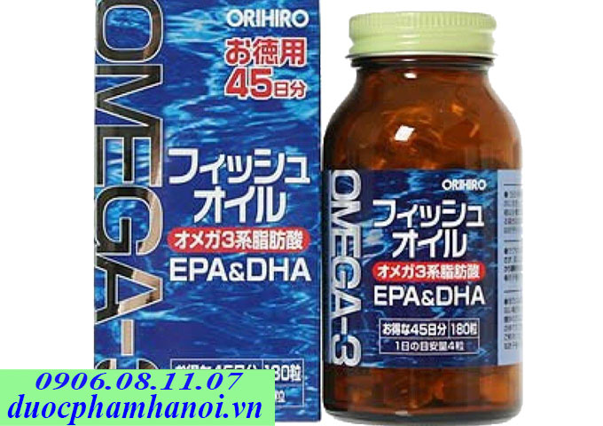 Dầu cá Omega 3 Orihiro EPA&DHA 180 viên của Nhật Bản