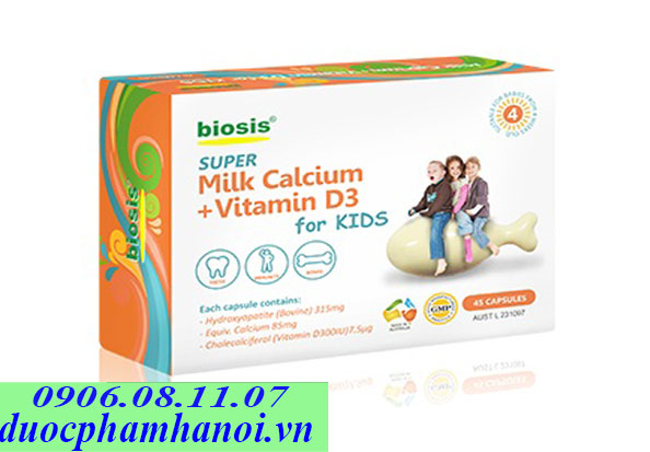 Biosis Úc super milk calcium + vitamin D for kids 