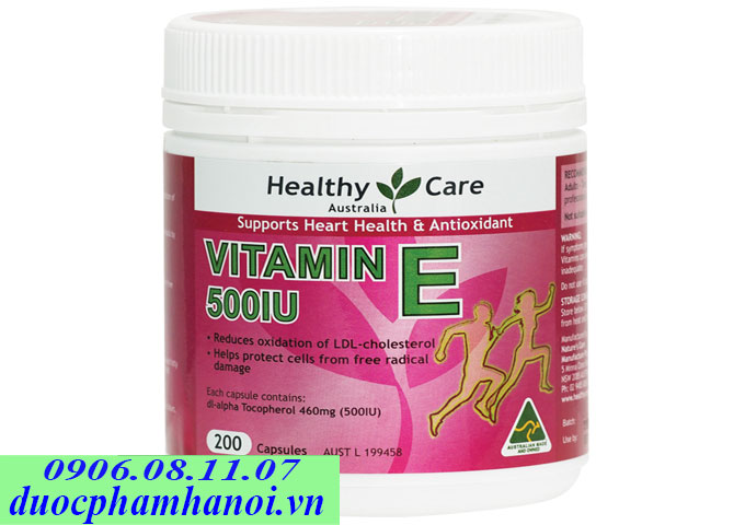 Healthy care vitamin E 500iu hộp 200 viên của Úc