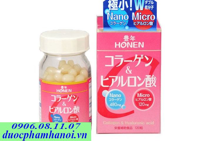 Honen nano collagen hyaluronic acid  Nhật Bản 120 viên