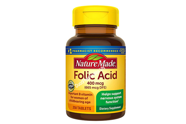 Nature Made Folic Acid 400mcg Thuốc Bổ Sung Axit Folic