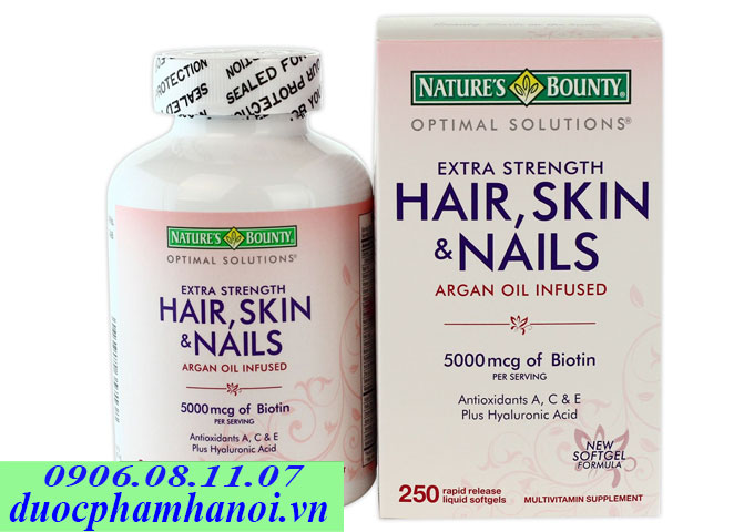 Thuốc nature's bounty hair skin and nails 5000 mcg of biotin